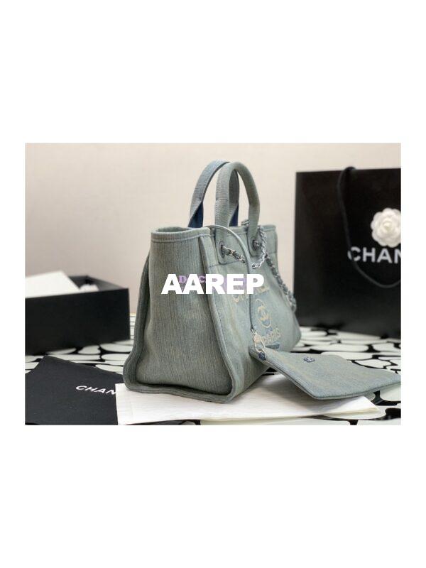 Replica Chanel Large Tote 2 in 1 Washed Denim & Woolen Deauville Bag AS3351 Denim Vintage Blue 3