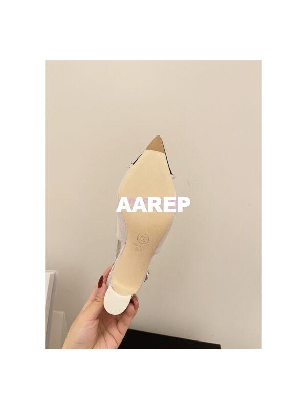 Replica Chanel 23SS Slingbacks in Suede Calfskin G39643 Light Gray 11