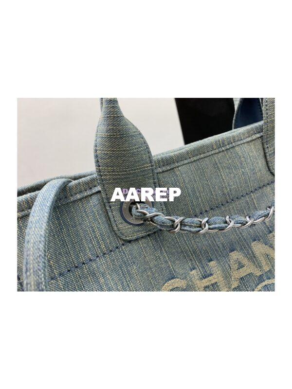 Replica Chanel Large Tote 2 in 1 Washed Denim & Woolen Deauville Bag AS3351 Denim Vintage Blue 5