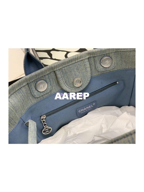Replica Chanel Large Tote 2 in 1 Washed Denim & Woolen Deauville Bag AS3351 Denim Vintage Blue 7