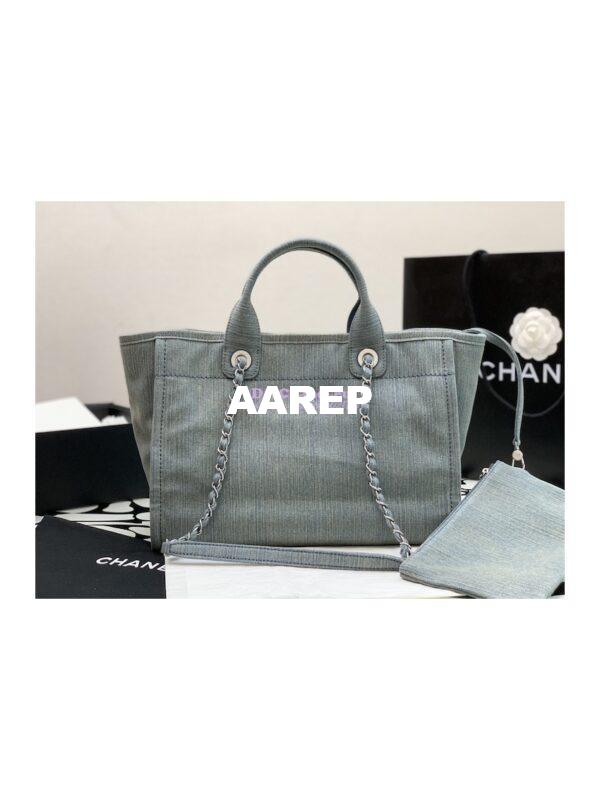 Replica Chanel Large Tote 2 in 1 Washed Denim & Woolen Deauville Bag AS3351 Denim Vintage Blue 8