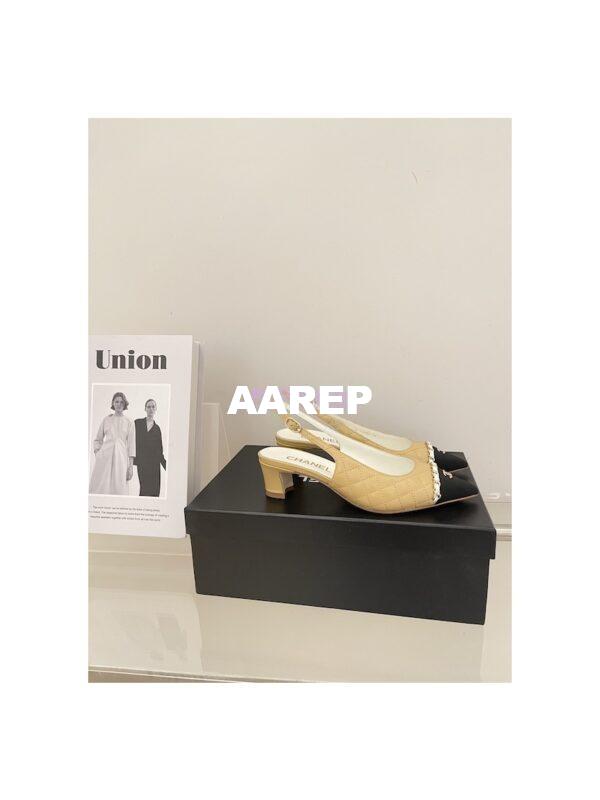 Replica Chanel 23SS Slingbacks in Lambskin G39643 Beige 2