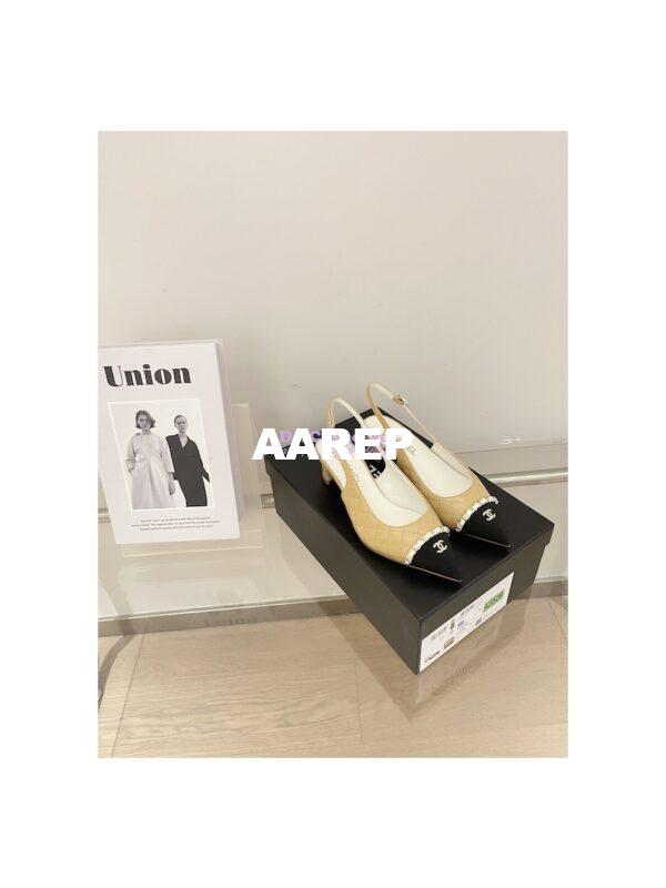 Replica Chanel 23SS Slingbacks in Lambskin G39643 Beige 4