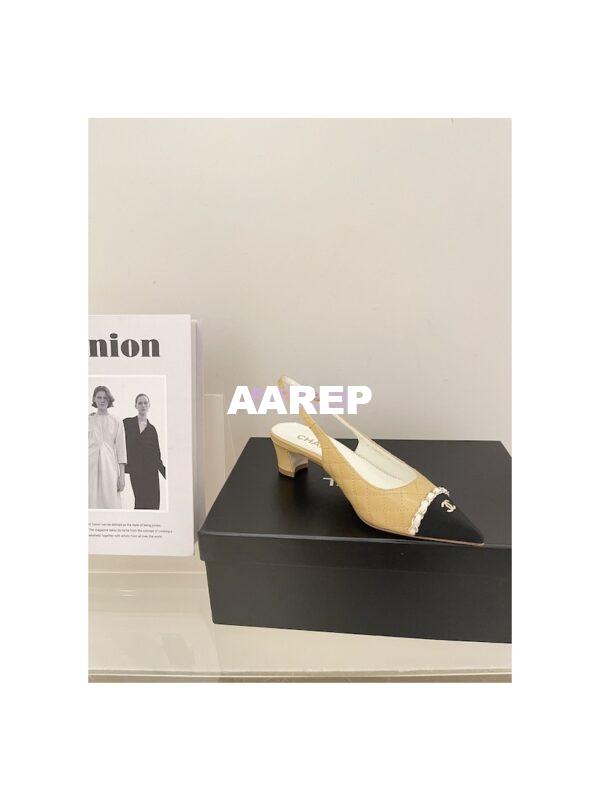 Replica Chanel 23SS Slingbacks in Lambskin G39643 Beige 5