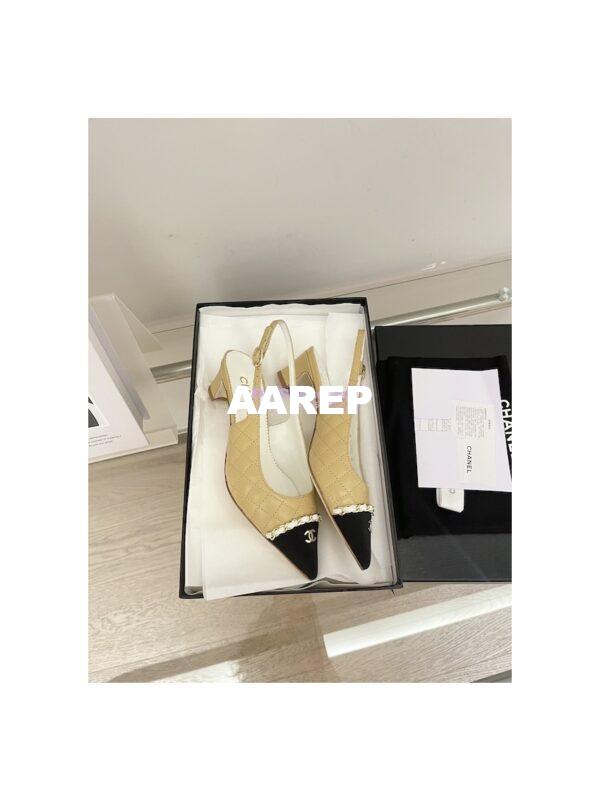 Replica Chanel 23SS Slingbacks in Lambskin G39643 Beige 7