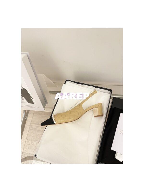 Replica Chanel 23SS Slingbacks in Lambskin G39643 Beige 8