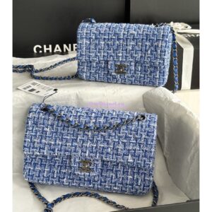 Replica Chanel 23A Tweed Mini Flap Bag Blue Multicolor with Ruthenium Silver Hardware A69900 (Limited)