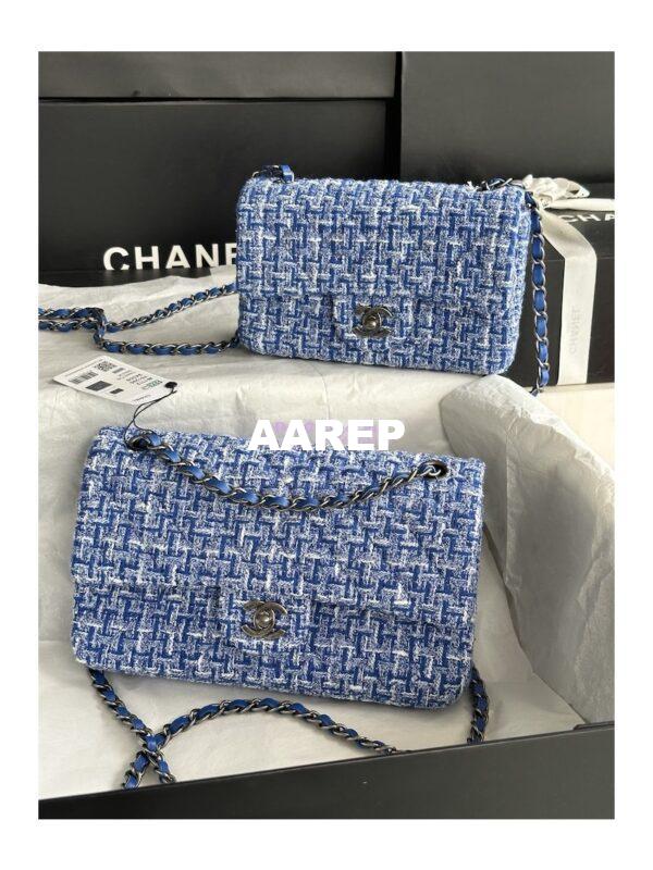 Replica Chanel 23A Tweed Mini Flap Bag Blue Multicolor with Ruthenium Silver Hardware A69900 (Limited)