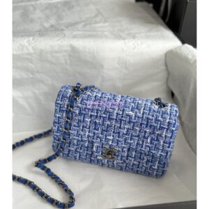 Replica Chanel 23A Tweed Mini Flap Bag Blue Multicolor with Ruthenium Silver Hardware A69900 (Limited) 2