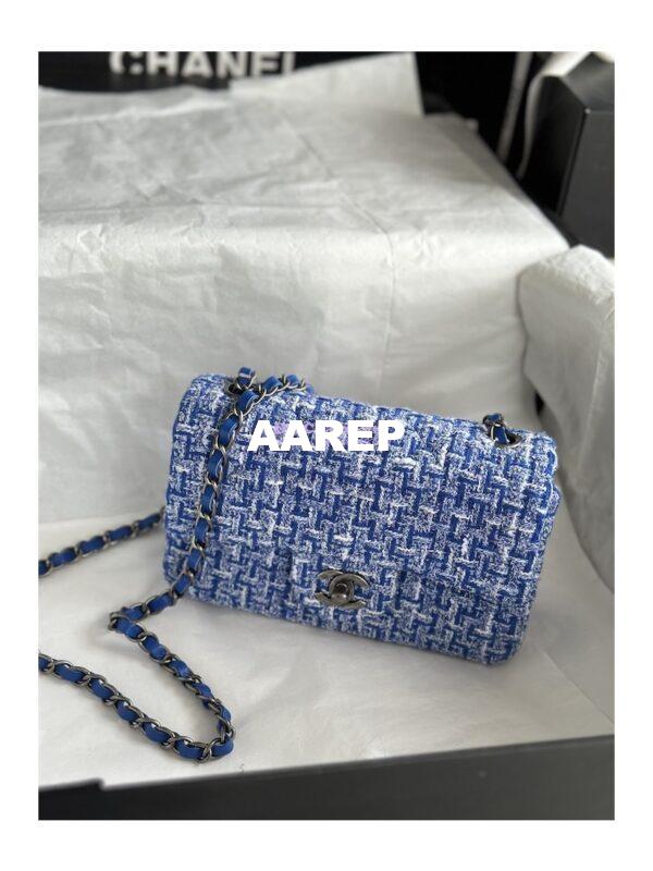 Replica Chanel 23A Tweed Mini Flap Bag Blue Multicolor with Ruthenium Silver Hardware A69900 (Limited) 2