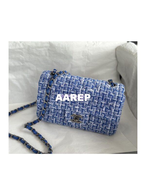 Replica Chanel 23A Tweed Mini Flap Bag Blue Multicolor with Ruthenium Silver Hardware A69900 (Limited) 3