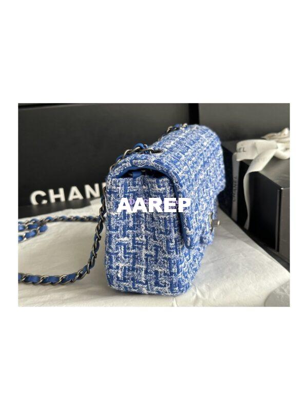 Replica Chanel 23A Tweed Mini Flap Bag Blue Multicolor with Ruthenium Silver Hardware A69900 (Limited) 4