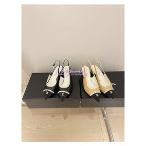 Replica Chanel 23SS Slingbacks in Lambskin G39643 Black