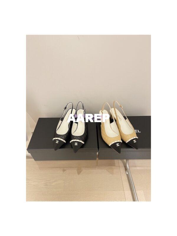 Replica Chanel 23SS Slingbacks in Lambskin G39643 Black