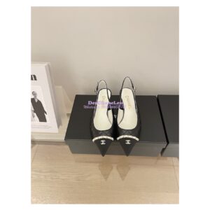 Replica Chanel 23SS Slingbacks in Lambskin G39643 Black 2