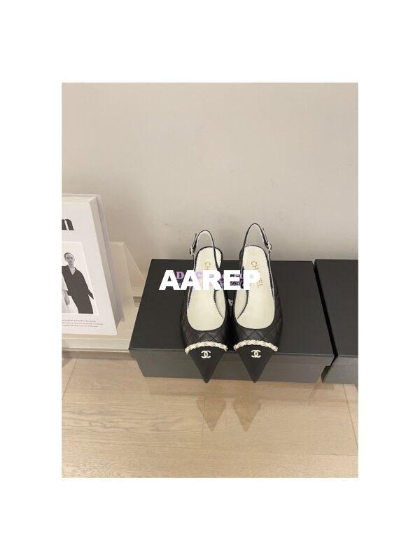 Replica Chanel 23SS Slingbacks in Lambskin G39643 Black 2