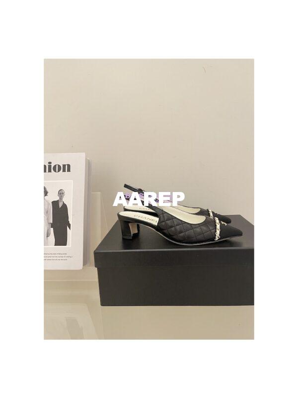 Replica Chanel 23SS Slingbacks in Lambskin G39643 Black 6