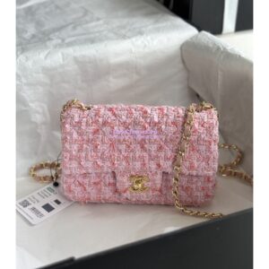 Replica Chanel 23A Tweed Mini Flap Bag Light Pink Coral A69900 (Limited)