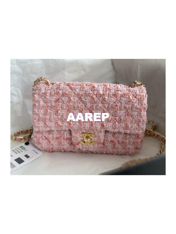 Replica Chanel 23A Tweed Mini Flap Bag Light Pink Coral A69900 (Limited) 2