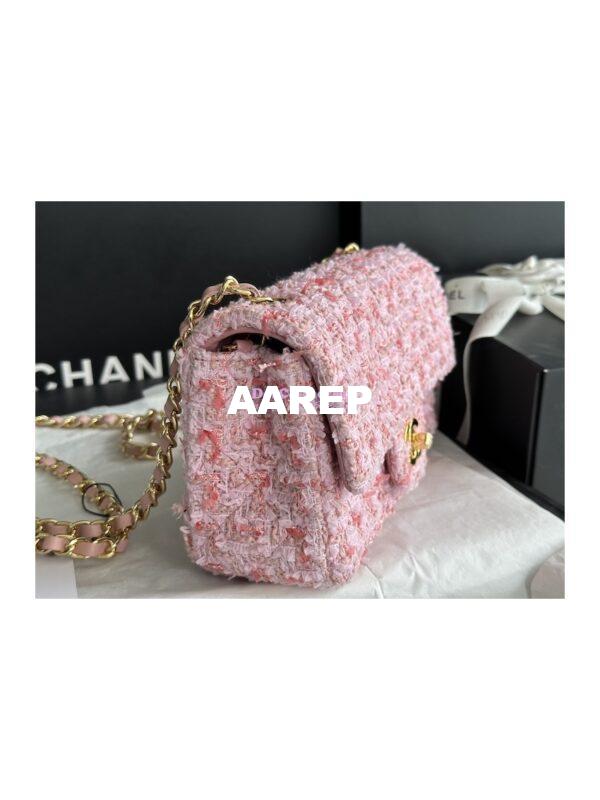 Replica Chanel 23A Tweed Mini Flap Bag Light Pink Coral A69900 (Limited) 3