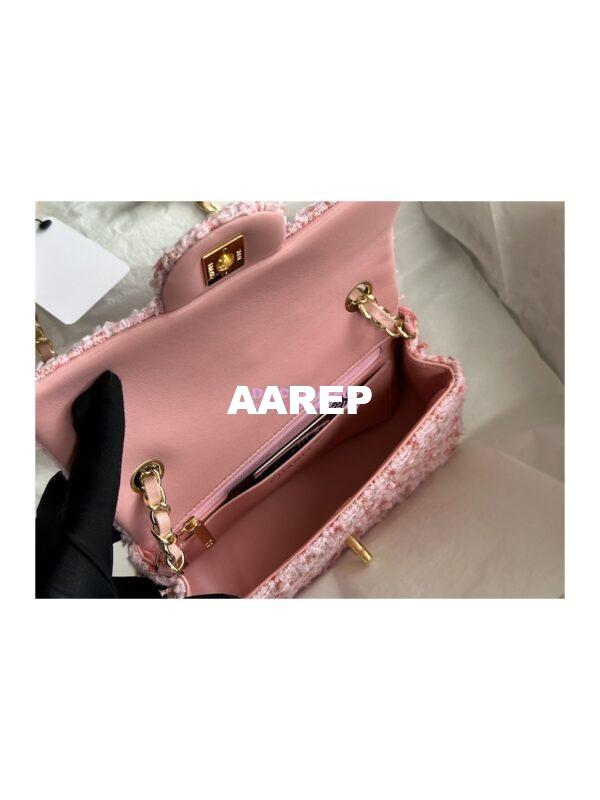 Replica Chanel 23A Tweed Mini Flap Bag Light Pink Coral A69900 (Limited) 5