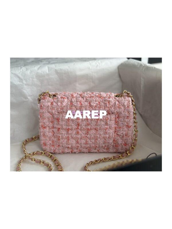 Replica Chanel 23A Tweed Mini Flap Bag Light Pink Coral A69900 (Limited) 9