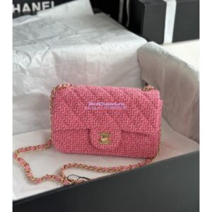 Replica Chanel 23A Tweed Mini Flap Bag Pink Coral A69900 (Limited)