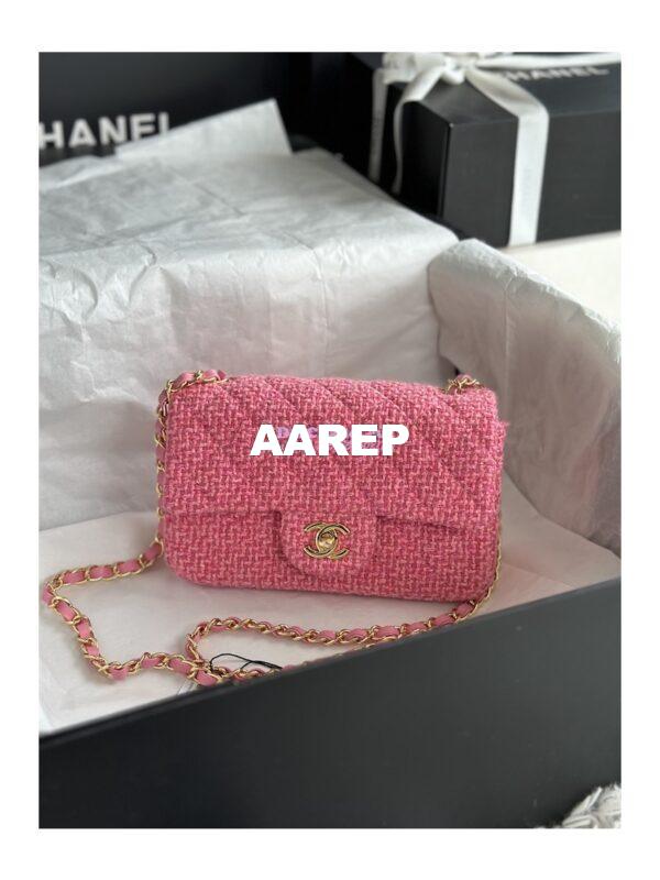 Replica Chanel 23A Tweed Mini Flap Bag Pink Coral A69900 (Limited)