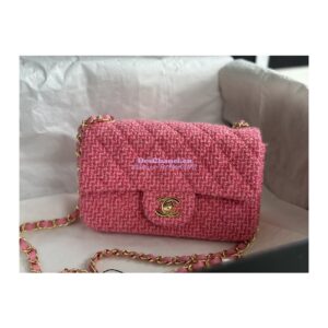 Replica Chanel 23A Tweed Mini Flap Bag Pink Coral A69900 (Limited) 2