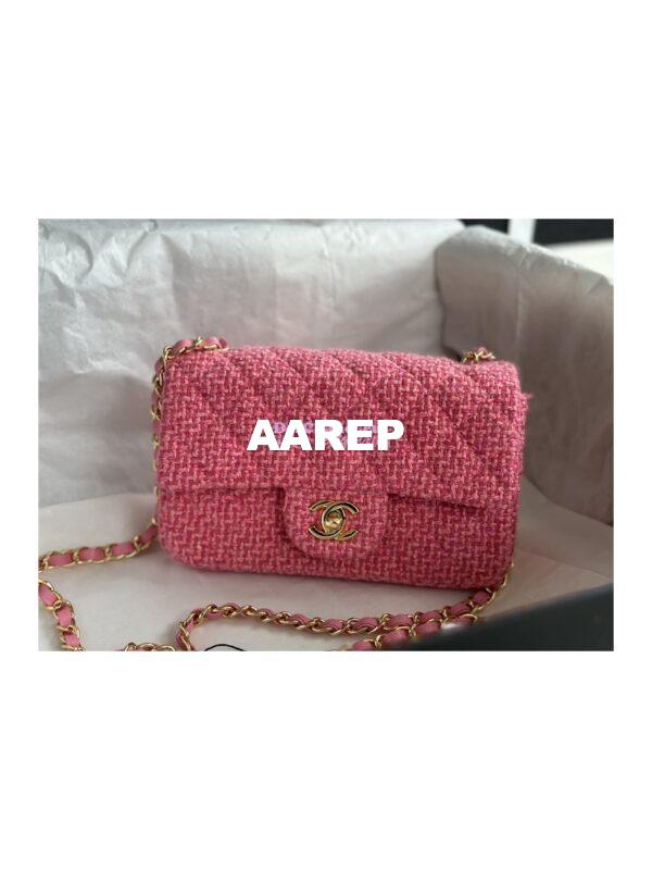 Replica Chanel 23A Tweed Mini Flap Bag Pink Coral A69900 (Limited) 2