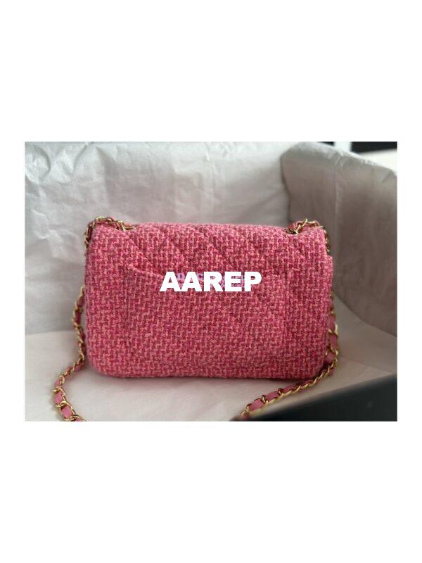 Replica Chanel 23A Tweed Mini Flap Bag Pink Coral A69900 (Limited) 7