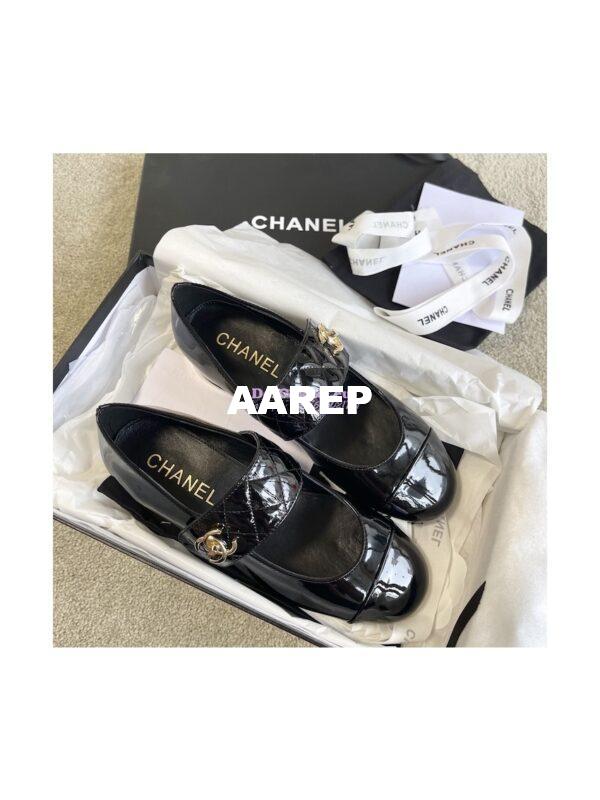 Replica Chanel Mary Janes Patent Goatskin G39732 Black 4
