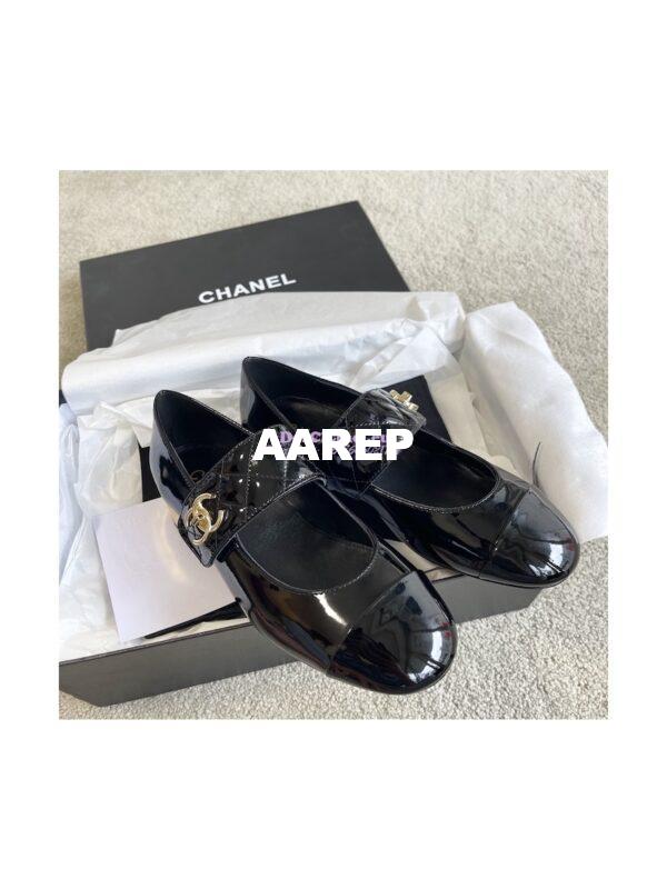 Replica Chanel Mary Janes Patent Goatskin G39732 Black 7