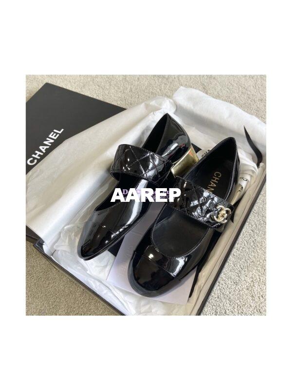 Replica Chanel Mary Janes Patent Goatskin G39732 Black 8