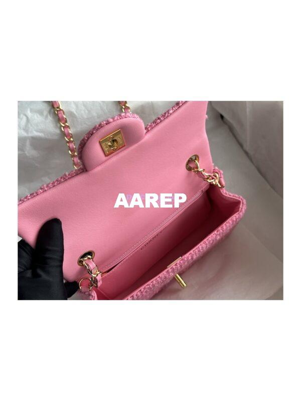 Replica Chanel 23A Tweed Mini Flap Bag Pink A69900 (Limited) 5