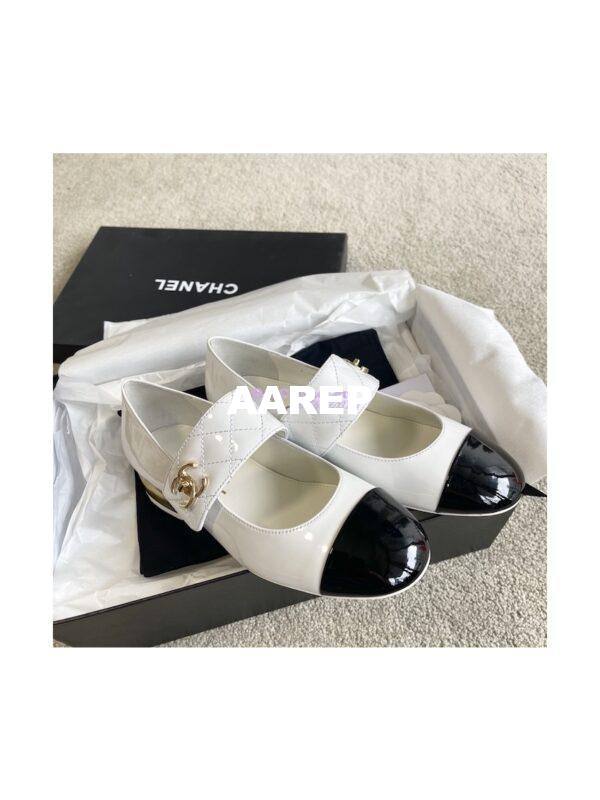 Replica Chanel Mary Janes Patent Goatskin G39732 White 2