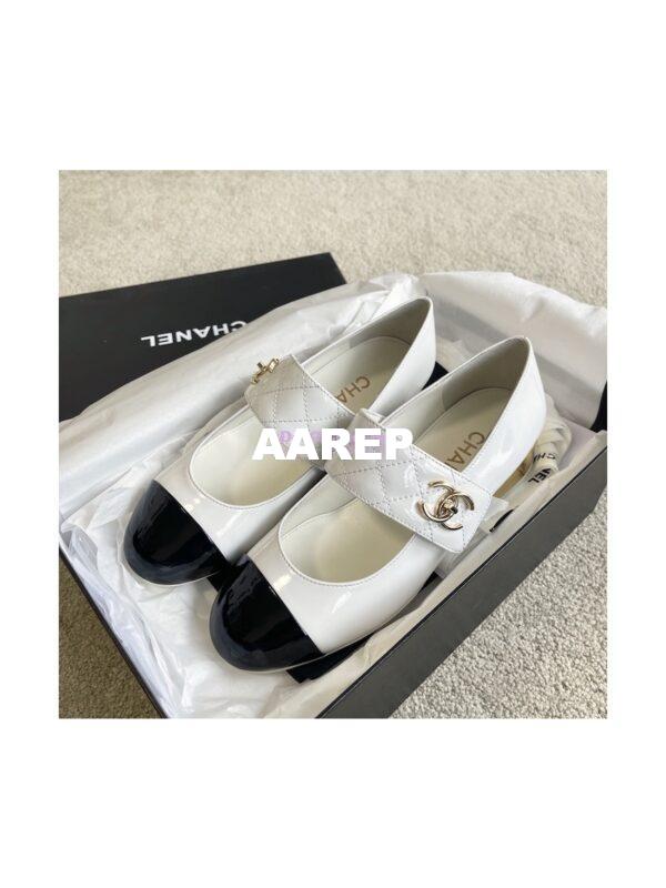 Replica Chanel Mary Janes Patent Goatskin G39732 White 3