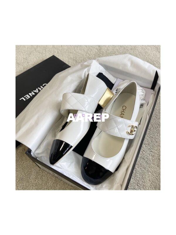 Replica Chanel Mary Janes Patent Goatskin G39732 White 5