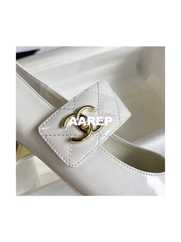 Replica Chanel Mary Janes Patent Goatskin G39732 White 6