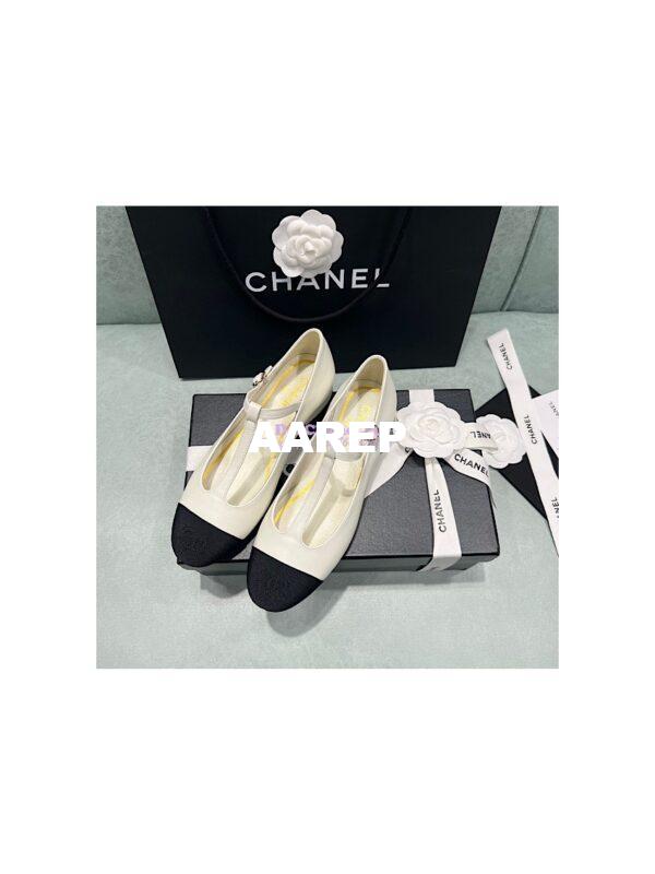 Replica Chanel Mary Jane Lambskin & Grosgrain G39562 Ivory