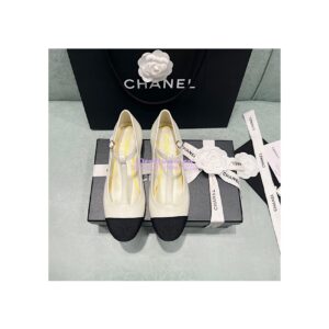 Replica Chanel Mary Jane Lambskin & Grosgrain G39562 Ivory 2