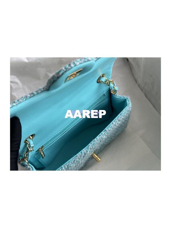 Replica Chanel 23A Tweed Mini Flap Bag Light Blue Green A69900 (Limited) 5