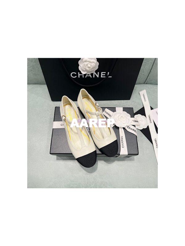 Replica Chanel Mary Jane Lambskin & Grosgrain G39562 Ivory 4