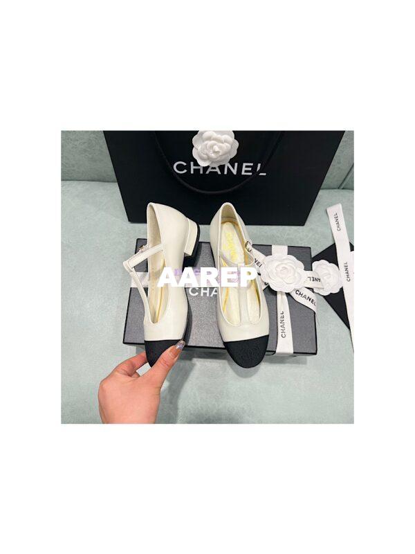 Replica Chanel Mary Jane Lambskin & Grosgrain G39562 Ivory 6