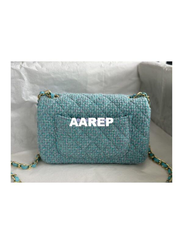 Replica Chanel 23A Tweed Mini Flap Bag Light Blue Green A69900 (Limited) 8