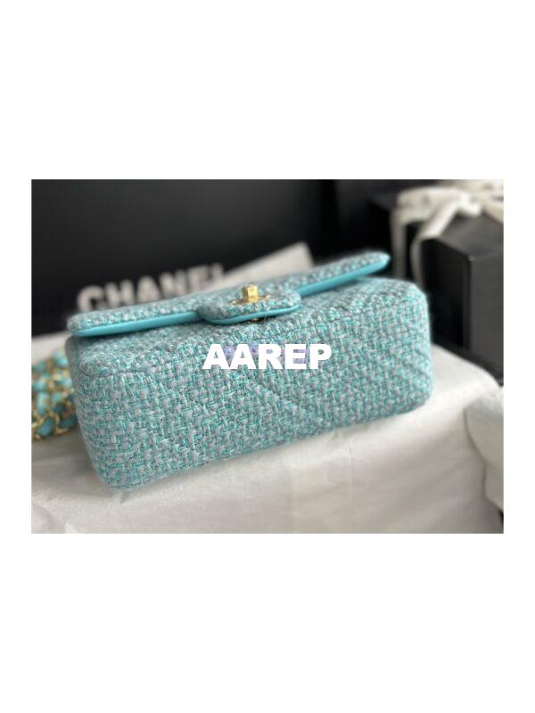 Replica Chanel 23A Tweed Mini Flap Bag Light Blue Green A69900 (Limited) 9