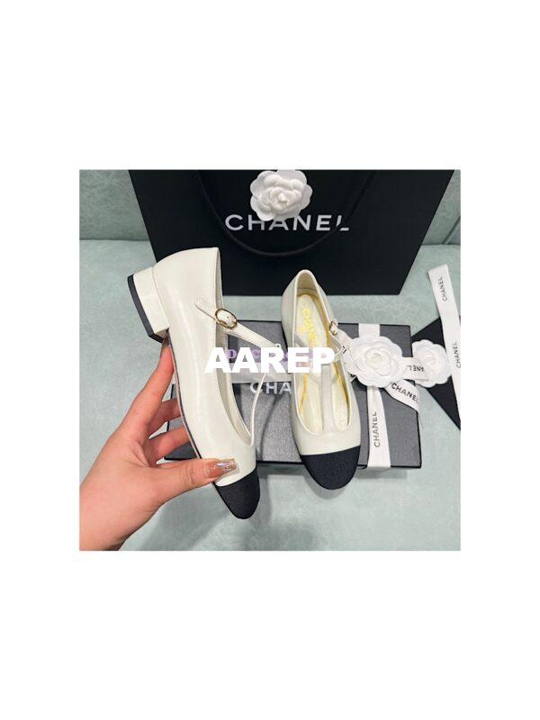 Replica Chanel Mary Jane Lambskin & Grosgrain G39562 Ivory 7