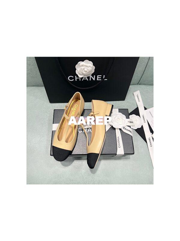 Replica Chanel Mary Jane Lambskin & Grosgrain G39562 Beige 3
