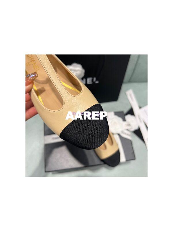Replica Chanel Mary Jane Lambskin & Grosgrain G39562 Beige 4
