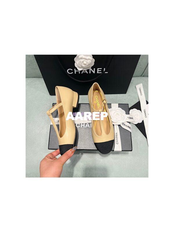 Replica Chanel Mary Jane Lambskin & Grosgrain G39562 Beige 5